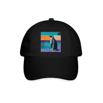 pinguin, bunt, tier, geschenk, geschenkidee - Baseballkappe - Schwarz/Schwarz - Vorne