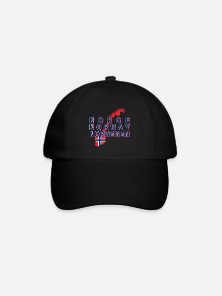 Norwegen Flaggenpanorama Typo-Kunst - Baseballkappe - Schwarz/Schwarz
