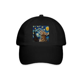 Ozelot, luchs, van gogh, sternennacht - Baseballkappe - Schwarz/Schwarz - Vorne