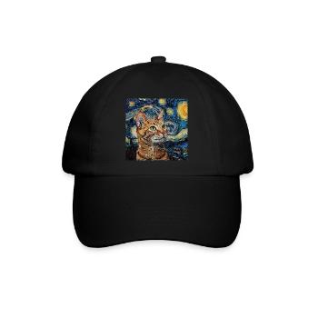 Katze, katzenmotiv - Baseballkappe - Schwarz/Schwarz - Vorne