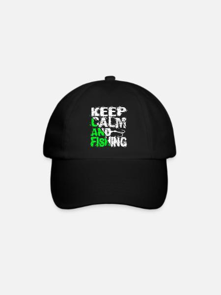 Keep Calm And Fishing Angler Fischer Sprüche - Baseballkappe - Schwarz/Schwarz