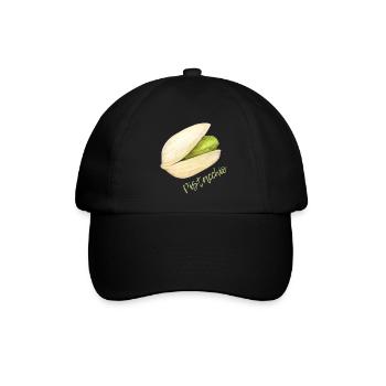 Pistazie mit Schale und Kern - Baseballkappe - Schwarz/Schwarz - Vorne