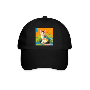 Katze, katzenmotiv - Baseballkappe - Schwarz/Schwarz - Vorne