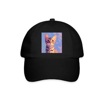 Katze, katzenmotiv - Baseballkappe - Schwarz/Schwarz - Vorne