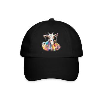 Ziege mit ihrem Kalb - Baseballkappe - Schwarz/Schwarz - Vorne