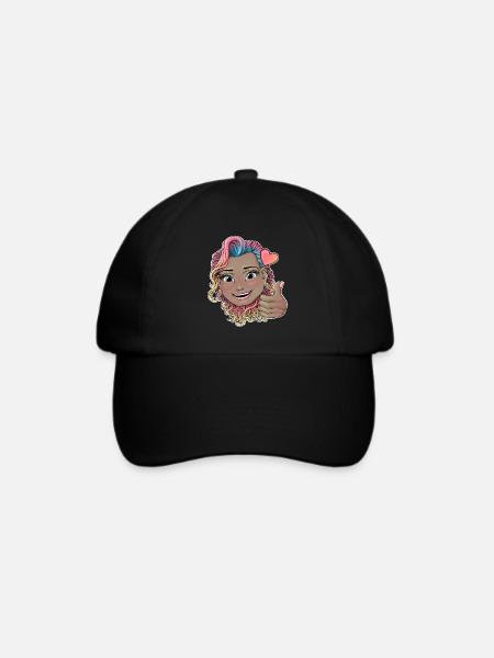 Lebendiges mehrfarbiges Abzeichen für lockiges Haar - Baseballkappe - Schwarz/Schwarz