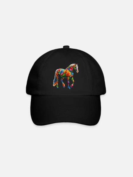 Pferd mit Blumen geschmückt - Baseballkappe - Schwarz/Schwarz