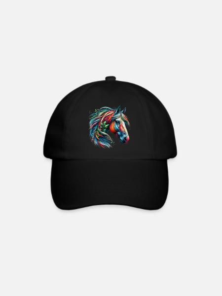 Pferd - Baseballkappe - Schwarz/Schwarz