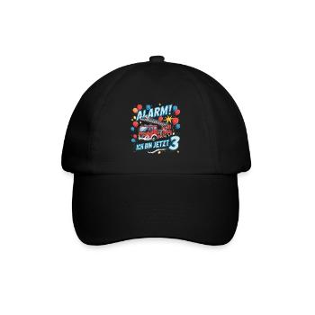 Feuerwehrauto - Alarm Ich bin jetzt 3 - Baseballkappe - Schwarz/Schwarz - Vorne
