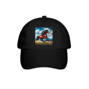 Galoppierendes Pferd - Baseballkappe - Schwarz/Schwarz - Vorne