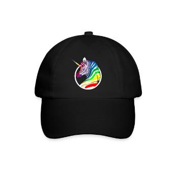 Regenbogen Einhorn Zebra - Baseballkappe - Schwarz/Schwarz - Vorne