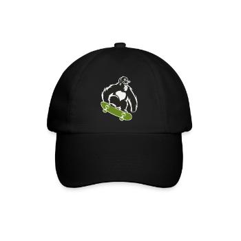 Skateboard Skateboarder Skater Gorilla Affe Tier - Baseballkappe - Schwarz/Schwarz - Vorne