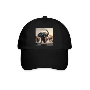 Elefanten im Dschungel - Baseballkappe - Schwarz/Schwarz - Vorne