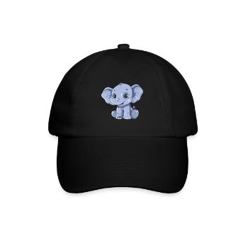 Süßer Blauer Elefant Mit Großen Augen - Baseballkappe - Schwarz/Schwarz - Vorne