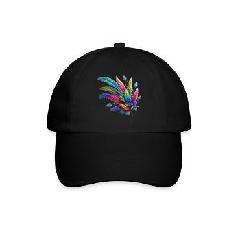 Farbenfrohe Federn. Lebendig und detailreiche - Baseballkappe - Schwarz/Schwarz - Vorne