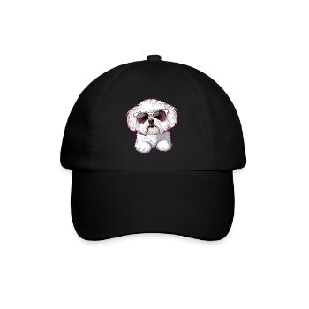 Bichon Frisé, Bichon Frise, Hund, Sonnenbrille - Baseballkappe - Schwarz/Schwarz - Vorne