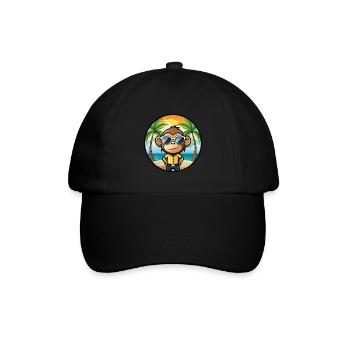 Affe Lustige Cartoon Sommer Strand Sonnenbrille Cool - Baseballkappe - Schwarz/Schwarz - Vorne
