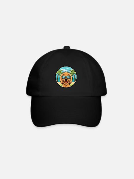 Goldendoodle Hunderasse Cartoon Sonnenbrille Strand - Baseballkappe - Schwarz/Schwarz