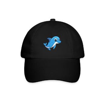 Delfin Niedliche Maskottchen Zeichentrickfigur Kawaii - Baseballkappe - Schwarz/Schwarz - Vorne