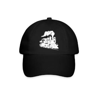 Dampflokomotive Grafik - Baseballkappe - Schwarz/Schwarz - Vorne