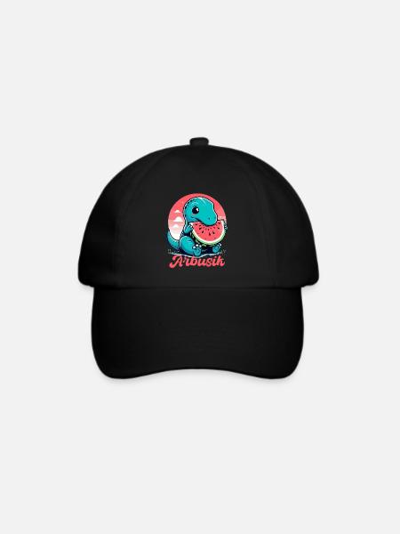 Süßer T-Rex Wassermelone Arbusik Geschenk - Baseballkappe - Schwarz/Schwarz