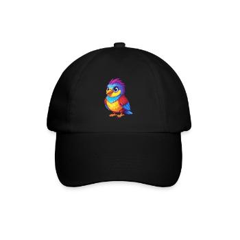 Kuckuck Bunt Kawaii Cartoon Figur Vogel - Baseballkappe - Schwarz/Schwarz - Vorne