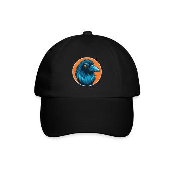 Krähe Niedliche Kawaii Cartoon Clipart Tier Haustier Logo - Baseballkappe - Schwarz/Schwarz - Vorne