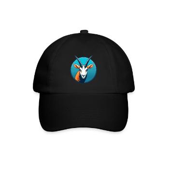Oryx Niedliche Kawaii Cartoon Clipart Tier Haustier Logo - Baseballkappe - Schwarz/Schwarz - Vorne