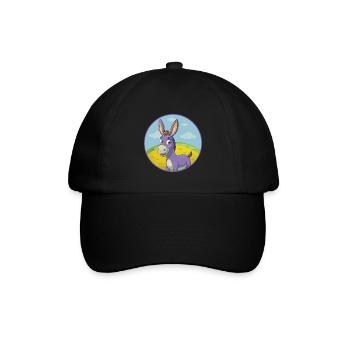 Esel Niedlich Kawaii Cartoon Clipart Tier Haustier - Baseballkappe - Schwarz/Schwarz - Vorne