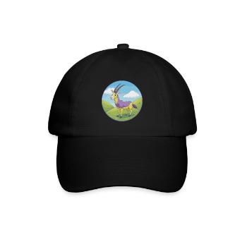 Oryx Niedliche Kawaii Cartoon Clipart Tier Haustier - Baseballkappe - Schwarz/Schwarz - Vorne
