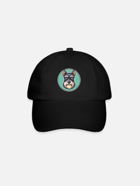 Miniatur Schnauzer Hund Rasse Lustige Karikatur Kawaii - Baseballkappe - Schwarz/Schwarz