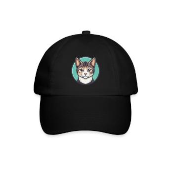 Hauskatze Rasse Karikatur Kawaii Tier Haustier - Baseballkappe - Schwarz/Schwarz - Vorne