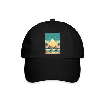 Kairo Ägypten Große Pyramiden Von Gizeh Reiseposter - Baseballkappe - Schwarz/Schwarz - Vorne