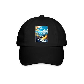 Aspen Ski Resort Colorado Reiseposter Souvenir - Baseballkappe - Schwarz/Schwarz - Vorne