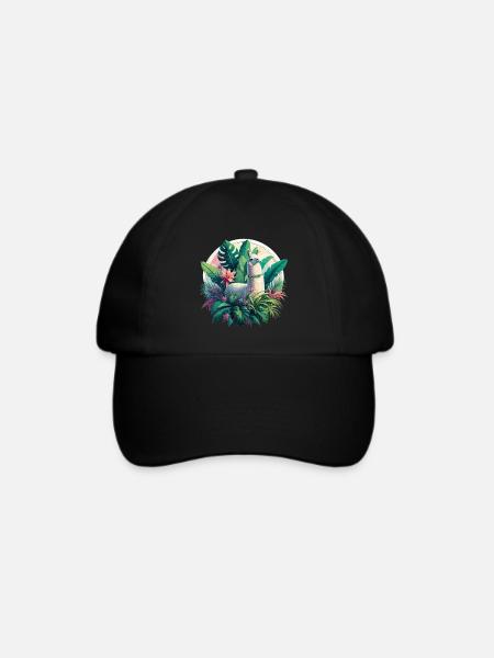 Lama Dschungel Pflanzen Palmen Geschenk - Baseballkappe - Schwarz/Schwarz