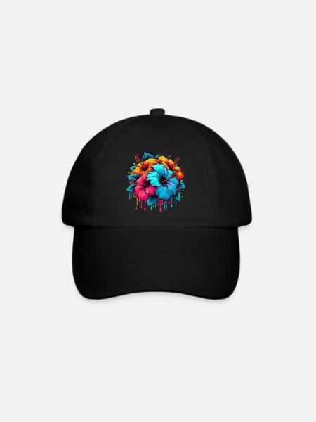 Hibiskusblüten - Baseballkappe - Schwarz/Schwarz