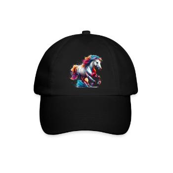 Pferd - Baseballkappe - Schwarz/Schwarz - Vorne