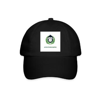 Der grüne Affe - Baseballkappe - Schwarz/Schwarz - Vorne