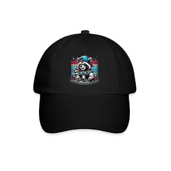 Wachbär DJ DJane Geschenk - Baseballkappe - Schwarz/Schwarz - Vorne