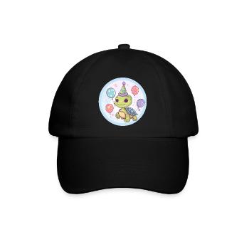 Schildkröte Geburtstag Baby - Baseballkappe - Schwarz/Schwarz - Vorne