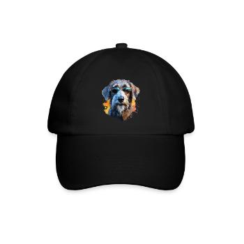 Wolfshund mit Sonnenbrille - Baseballkappe - Schwarz/Schwarz - Vorne