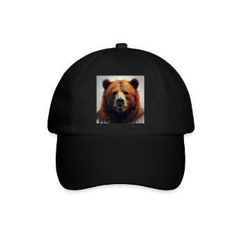 Orangener Bärenporträt Sprenkelkunst - Baseballkappe - Schwarz/Schwarz - Vorne