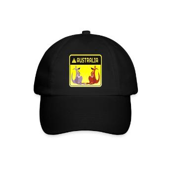 AUSTRALIEN BEUTELTIERE KÄNGURU PAARE - Baseballkappe - Schwarz/Schwarz - Vorne