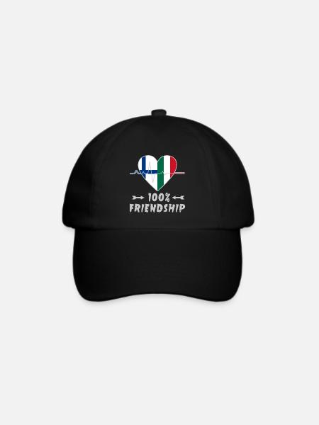 Finnland und Italien 100% Freundschaft - Baseballkappe - Schwarz/Schwarz