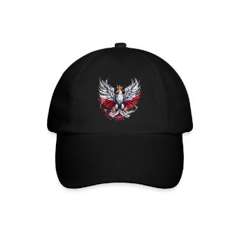 Polen Polska polnisch rot weiß Adler Goldene Krone - Baseballkappe - Schwarz/Schwarz - Vorne