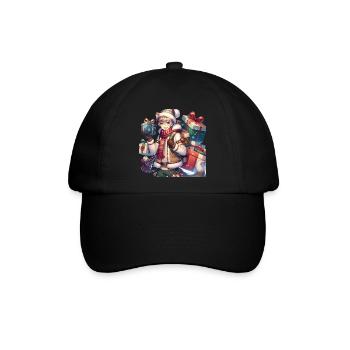 Winterliches Manga Geschenk-Design für Weihnachten - Baseballkappe - Schwarz/Schwarz - Vorne