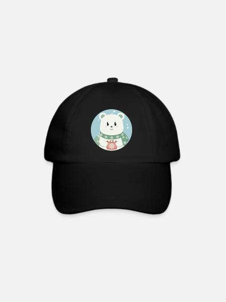 Süßer Eisbär in Weihnachtsstimmung - Baseballkappe - Schwarz/Schwarz
