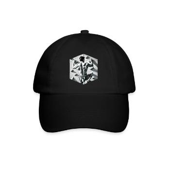 Graustufen-Kletterer-Illustration - Baseballkappe - Schwarz/Schwarz - Vorne
