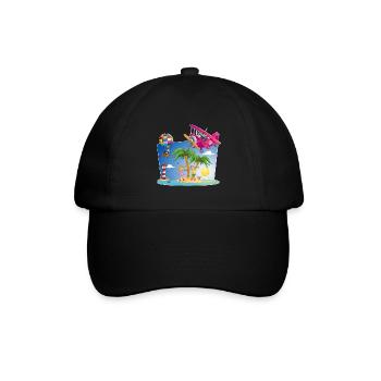 Sonne, Insel, Flugzeug, Palmen, Heißluftballon - Baseballkappe - Schwarz/Schwarz - Vorne