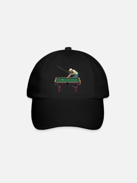 Billardspieler Pixel Art - Baseballkappe - Schwarz/Schwarz